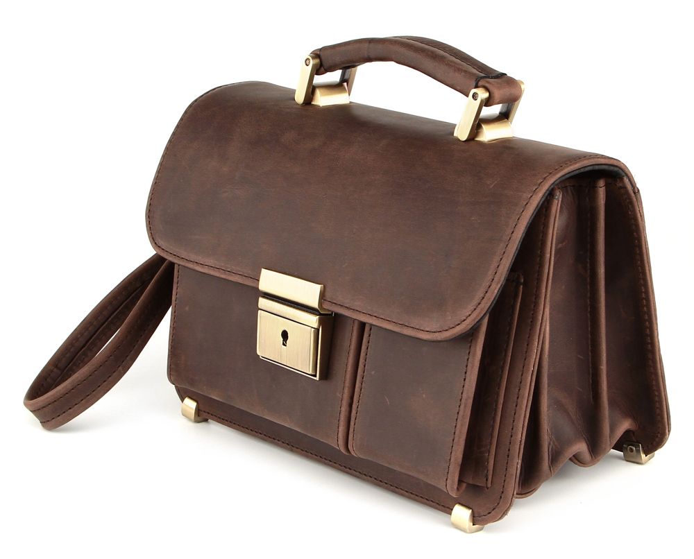 Small manbag SHVIGEL 00528 from vintage leather Brown