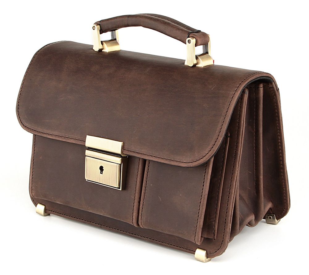 Small manbag SHVIGEL 00528 from vintage leather Brown