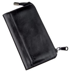 Checkbook Holder - Long Leather Bifold Wallet for Men - Black - Shvigel 16186