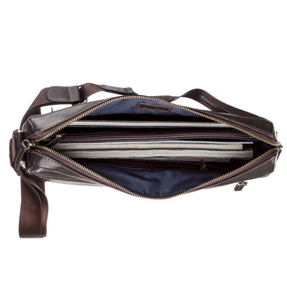 Business men's shoulder bag made of smooth leather SHVIGEL 11251 Brown