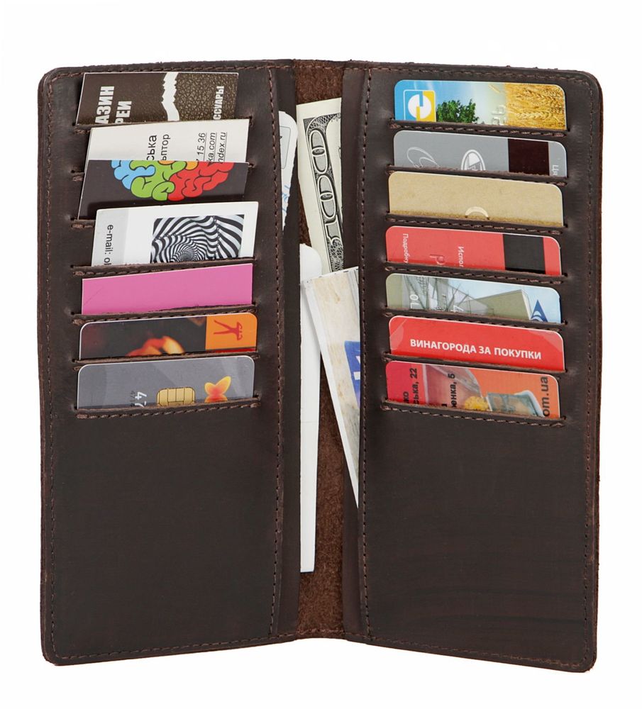 Bifold long wallet - Genuine vintage leather - Brown - SHVIGEL 13789