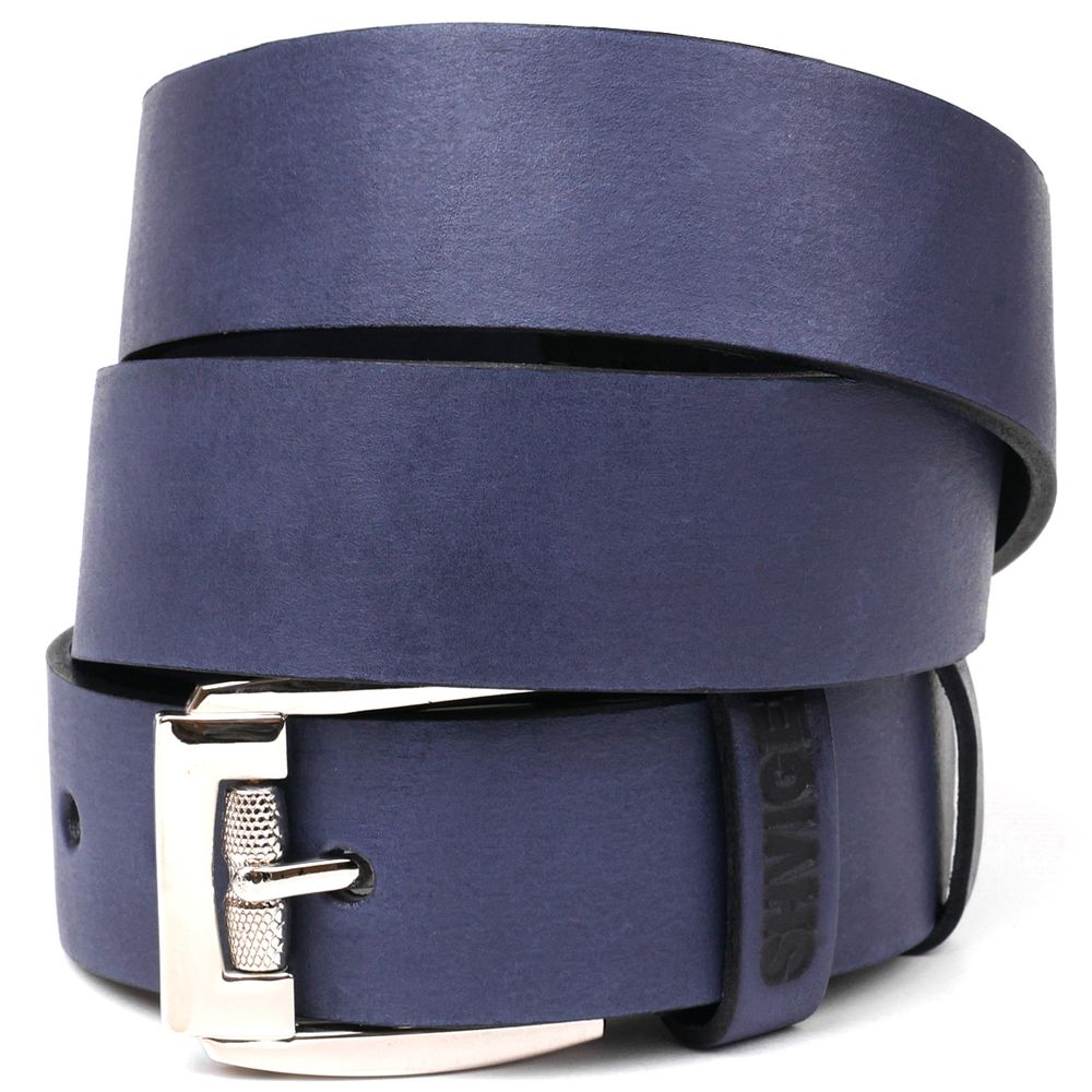 Classic men's belt SHVIGEL 11254 leather Blue