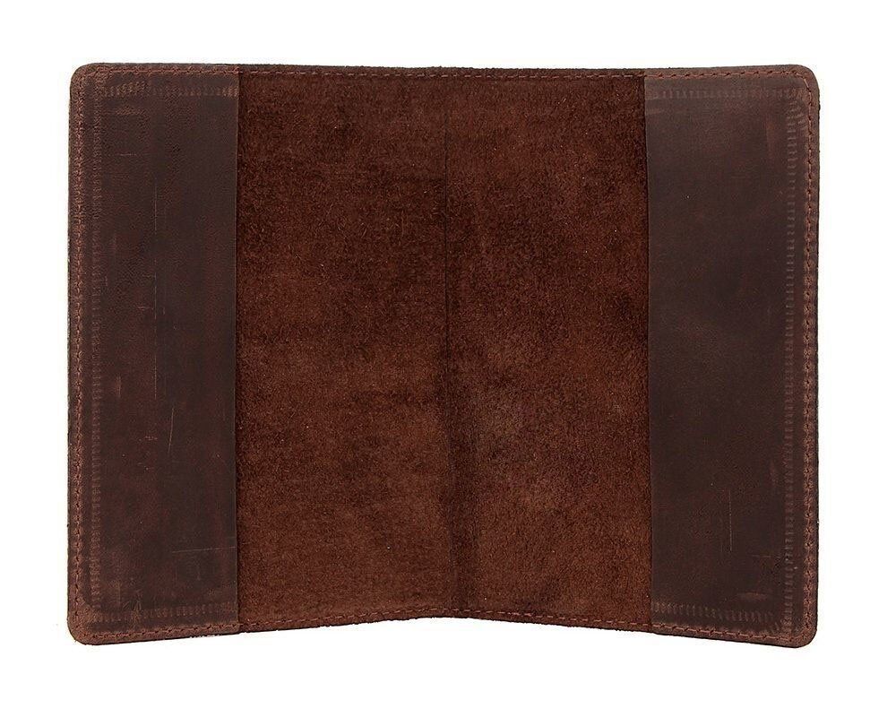 Leather Passport Cover - World Map Brown- Shvigel 16135