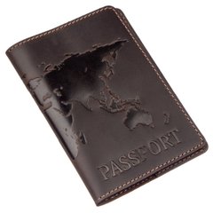 World Map Leather Passport Holder - Vintage Brown - Shvigel 13954