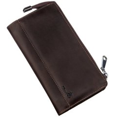 Checkbook Holder - Long Leather Bifold Wallet for Men - Vintage Brown - Shvigel 16189
