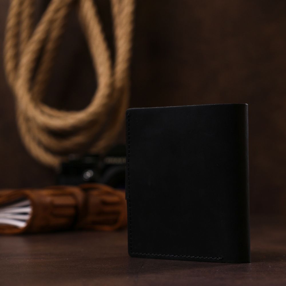Matte men's wallet made of genuine leather Shvigel 16495 Black