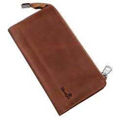 Checkbook Holder - Long Leather Bifold Wallet for Men - Vintage Red - Shvigel 16190